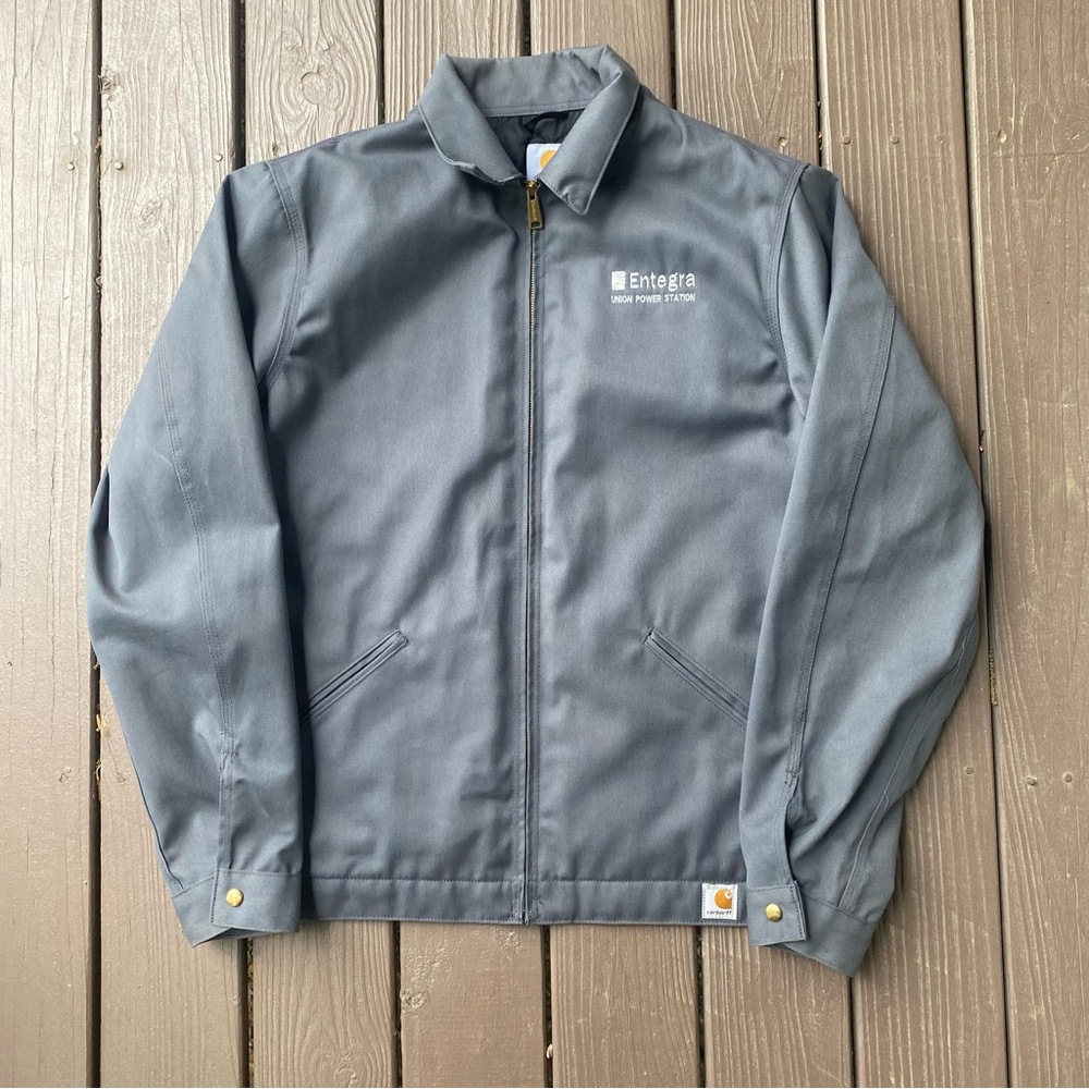 Carhartt Men's Workwear Quilt Lined Twill Work Jacket Gray L Tall  J293 DKG